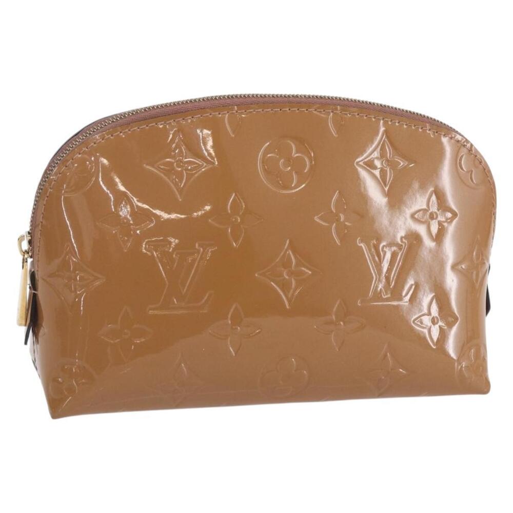 LOUIS VUITTON Monogram Vernis Pochette Pouch Rose Velours M90008 LV Auth BA7432